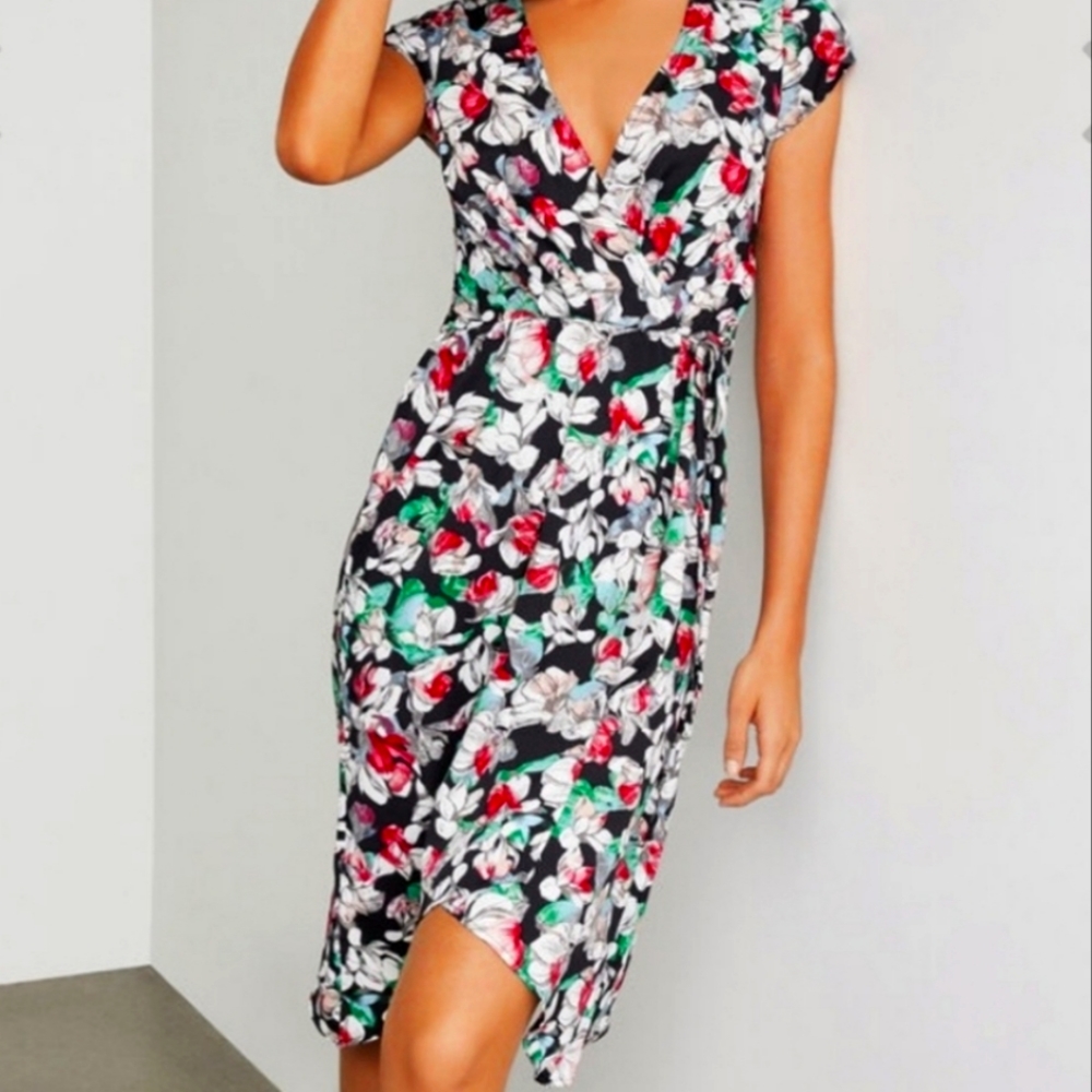 BCBG Floral Serplice Magnolia Dress Size L